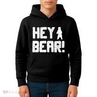 Hey Bear! Funny Hiking Outdoors Black Grizzly Bear Survival Kids Hoodie thumb 4