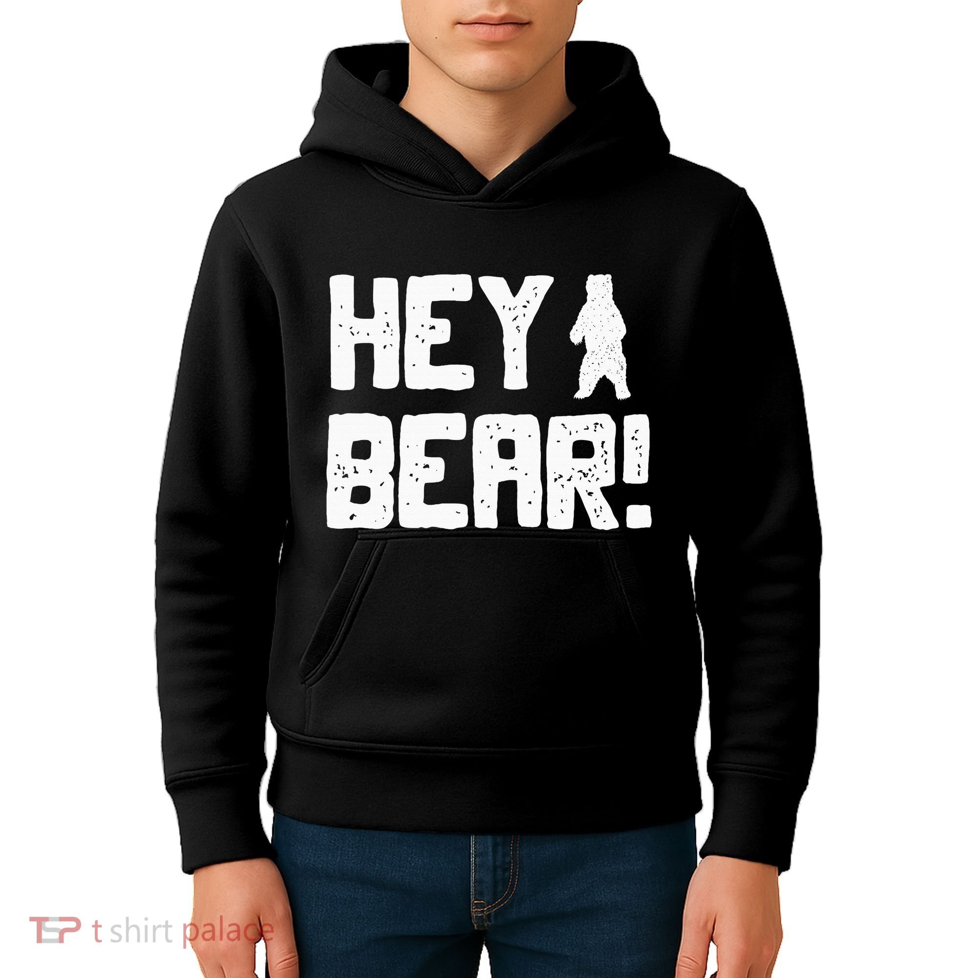 Hey Bear! Funny Hiking Outdoors Black Grizzly Bear Survival Kids Hoodie