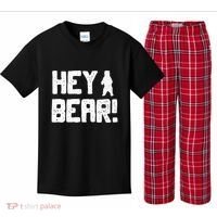Hey Bear! Funny Hiking Outdoors Black Grizzly Bear Survival Kids Plaid Pajama Set thumb 0