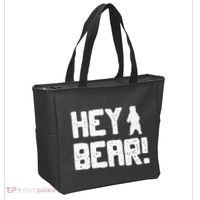 Hey Bear! Funny Hiking Outdoors Black Grizzly Bear Survival Tote Bag thumb 2