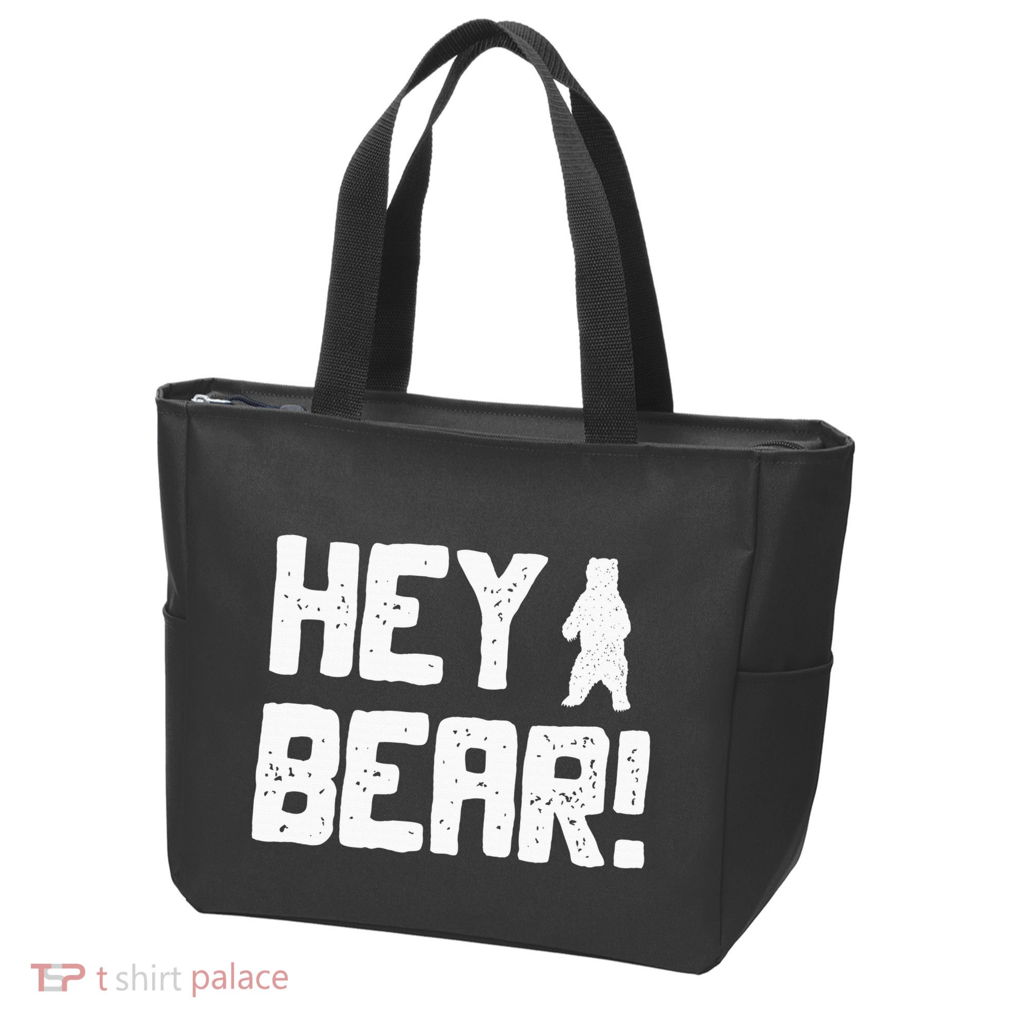Hey Bear! Funny Hiking Outdoors Black Grizzly Bear Survival Tote Bag