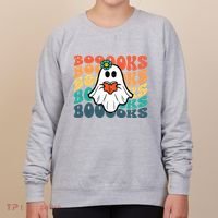 Halloween Books Ghost Retro Groovy Costume Wo Girl Women's Sweatshirt thumb 0