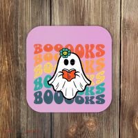 Halloween Books Ghost Retro Groovy Costume Wo Girl Coaster thumb 0