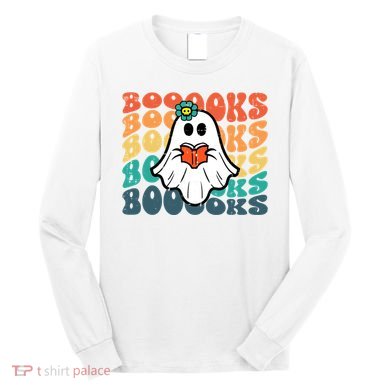 Halloween Books Ghost Retro Groovy Costume Wo Girl Long Sleeve Shirt