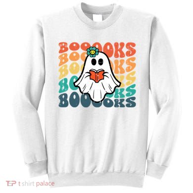 Halloween Books Ghost Retro Groovy Costume Wo Girl Sweatshirt