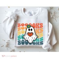Halloween Books Ghost Retro Groovy Costume Wo Girl Sweatshirt thumb 2