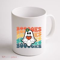 Halloween Books Ghost Retro Groovy Costume Wo Girl Coffee Mug thumb 1