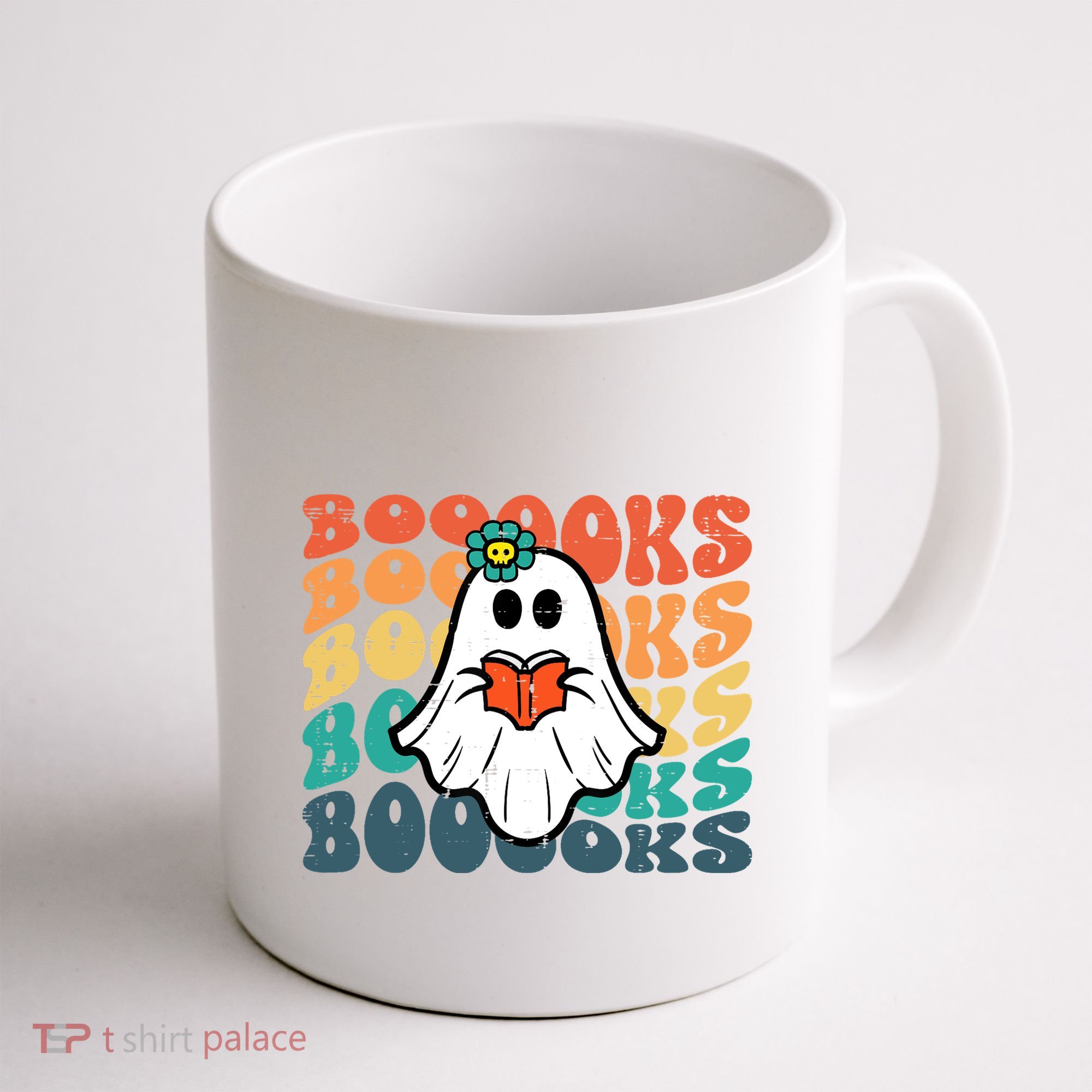 Halloween Books Ghost Retro Groovy Costume Wo Girl Coffee Mug