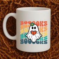 Halloween Books Ghost Retro Groovy Costume Wo Girl Coffee Mug thumb 2