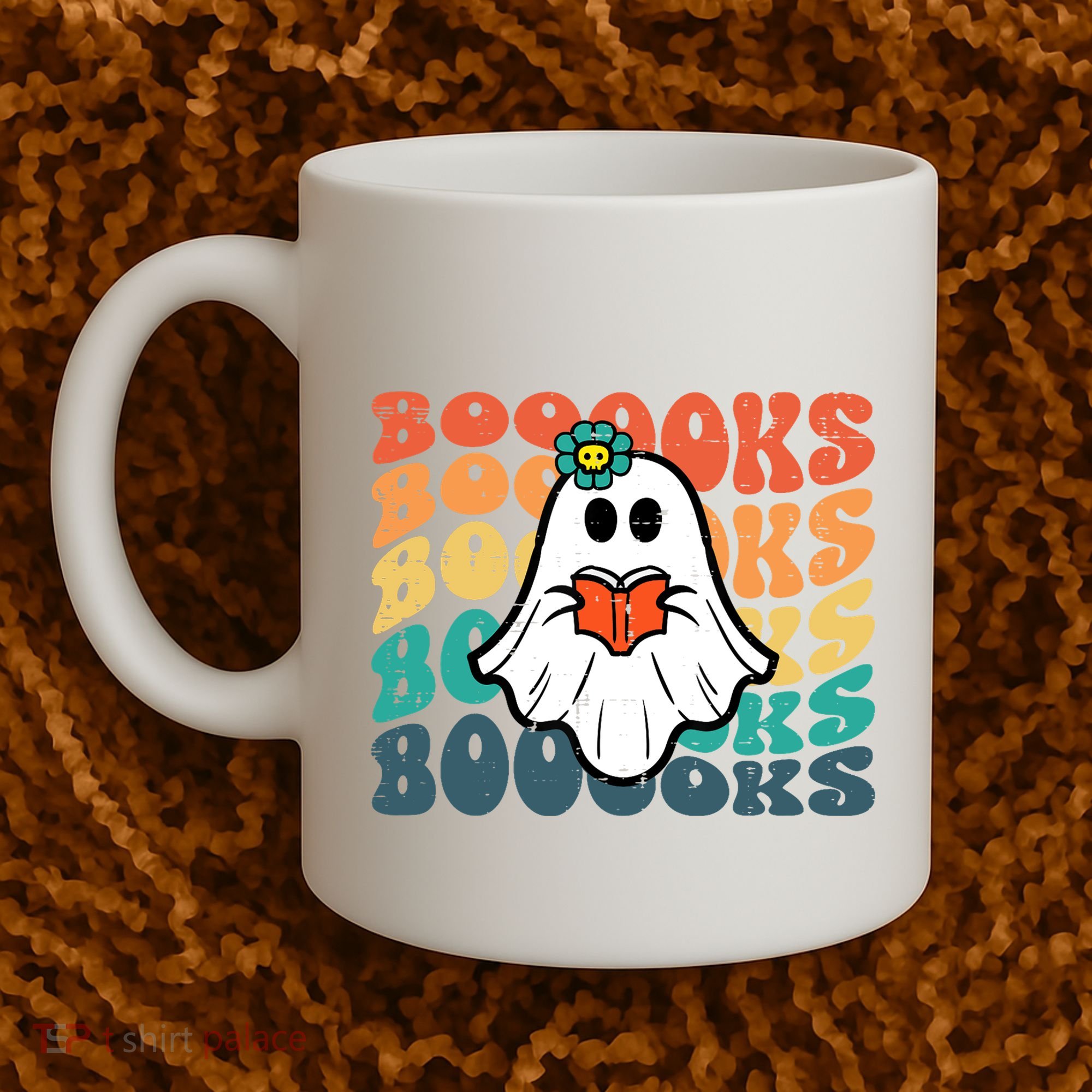 Halloween Books Ghost Retro Groovy Costume Wo Girl Coffee Mug