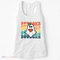 Halloween Books Ghost Retro Groovy Costume Wo Girl Women's Tank Top thumb 0