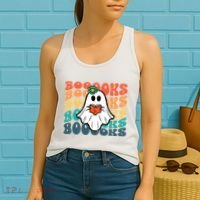 Halloween Books Ghost Retro Groovy Costume Wo Girl Women's Tank Top thumb 2