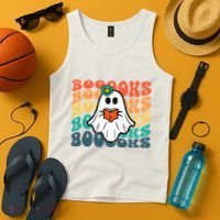 Halloween Books Ghost Retro Groovy Costume Wo Girl Tank Top thumb 4