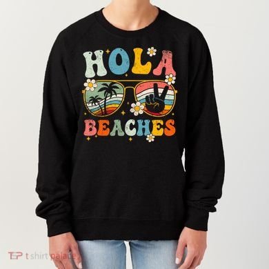 Hola Beaches Groovy Retro Funny Beach Vacation Summer Women's Sweatshirt