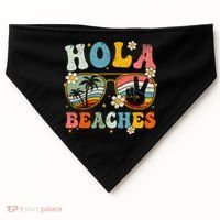 Hola Beaches Groovy Retro Funny Beach Vacation Summer USA-Made Doggie Bandana thumb 0