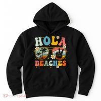Hola Beaches Groovy Retro Funny Beach Vacation Summer Hoodie thumb 0