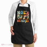 Hola Beaches Groovy Retro Funny Beach Vacation Summer Apron thumb 2