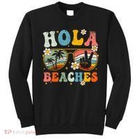 Hola Beaches Groovy Retro Funny Beach Vacation Summer Sweatshirt thumb 0