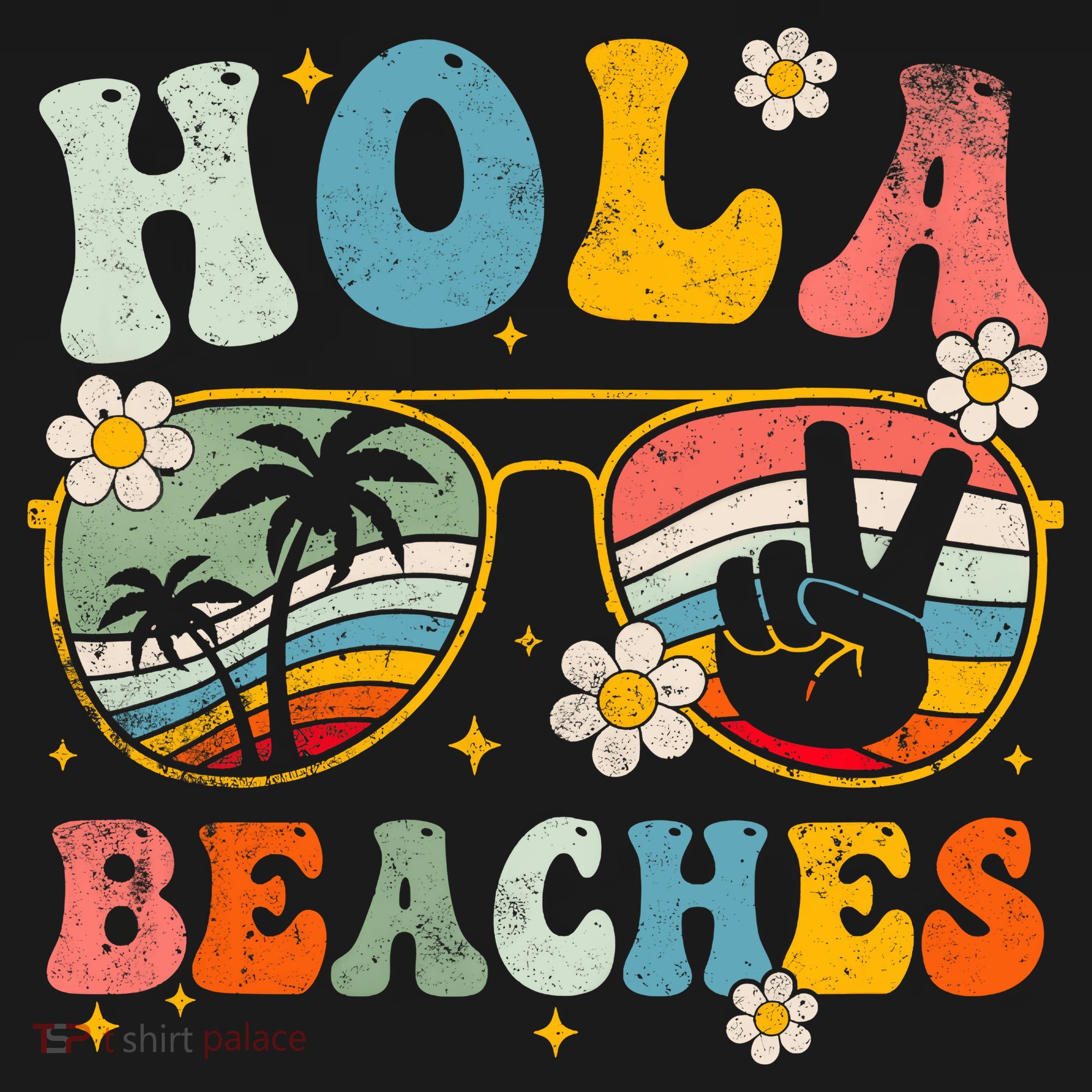 Hola Beaches Groovy Retro Funny Beach Vacation Summer Sweatshirt