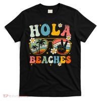 Hola Beaches Groovy Retro Funny Beach Vacation Summer T-Shirt thumb 0