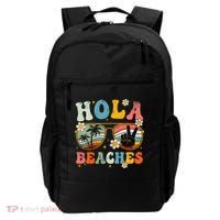 Hola Beaches Groovy Retro Funny Beach Vacation Summer Backpack thumb 0