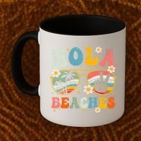 Hola Beaches Groovy Retro Funny Beach Vacation Summer Coffee Mug thumb 2