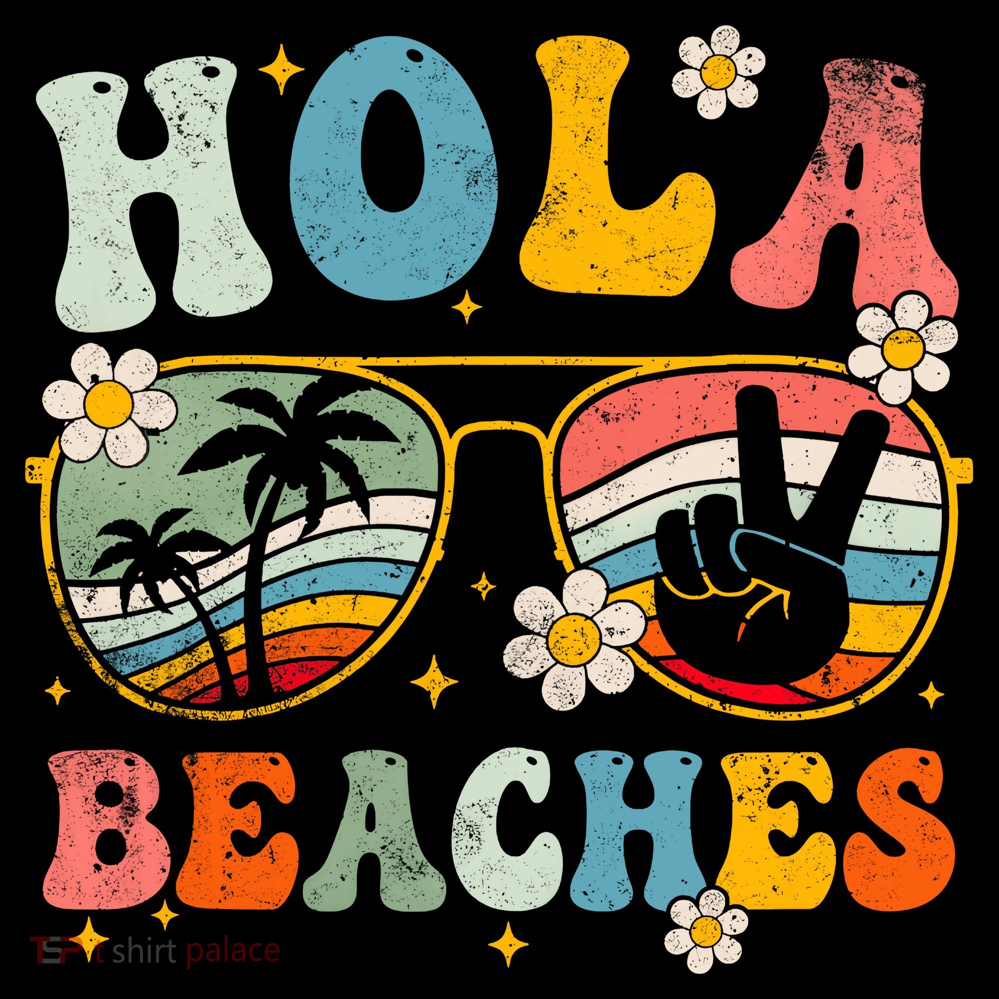 Hola Beaches Groovy Retro Funny Beach Vacation Summer Coffee Mug