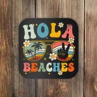 Hola Beaches Groovy Retro Funny Beach Vacation Summer Coaster thumb 0