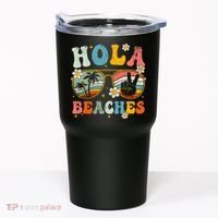 Hola Beaches Groovy Retro Funny Beach Vacation Summer Tumbler thumb 0