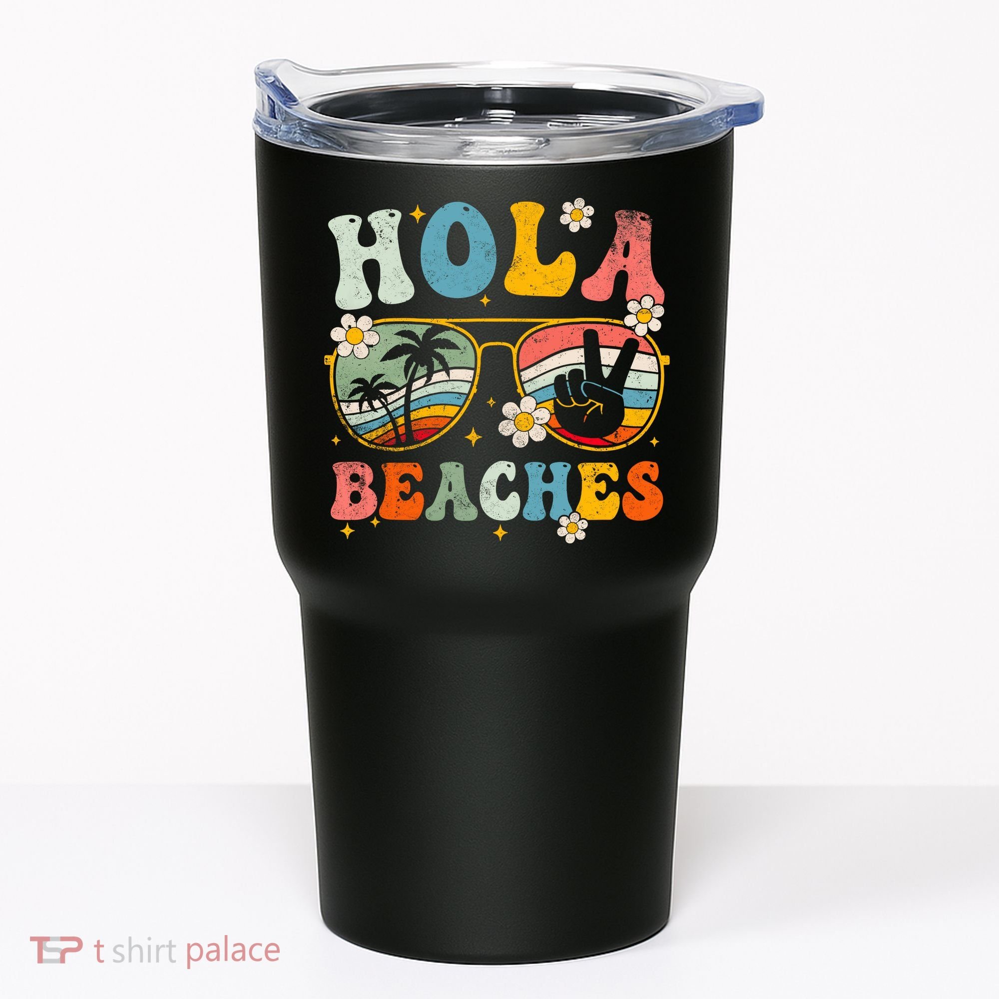 Hola Beaches Groovy Retro Funny Beach Vacation Summer Tumbler