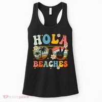 Hola Beaches Groovy Retro Funny Beach Vacation Summer Women's Tank Top thumb 0