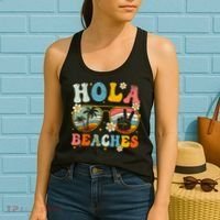 Hola Beaches Groovy Retro Funny Beach Vacation Summer Women's Tank Top thumb 2
