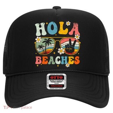 Hola Beaches Groovy Retro Funny Beach Vacation Summer Hat