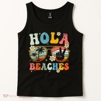 Hola Beaches Groovy Retro Funny Beach Vacation Summer Tank Top thumb 2