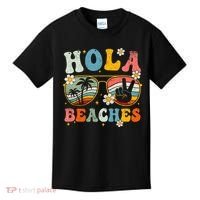 Hola Beaches Groovy Retro Funny Beach Vacation Summer Kids T-Shirt thumb 0