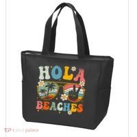 Hola Beaches Groovy Retro Funny Beach Vacation Summer Tote Bag thumb 3