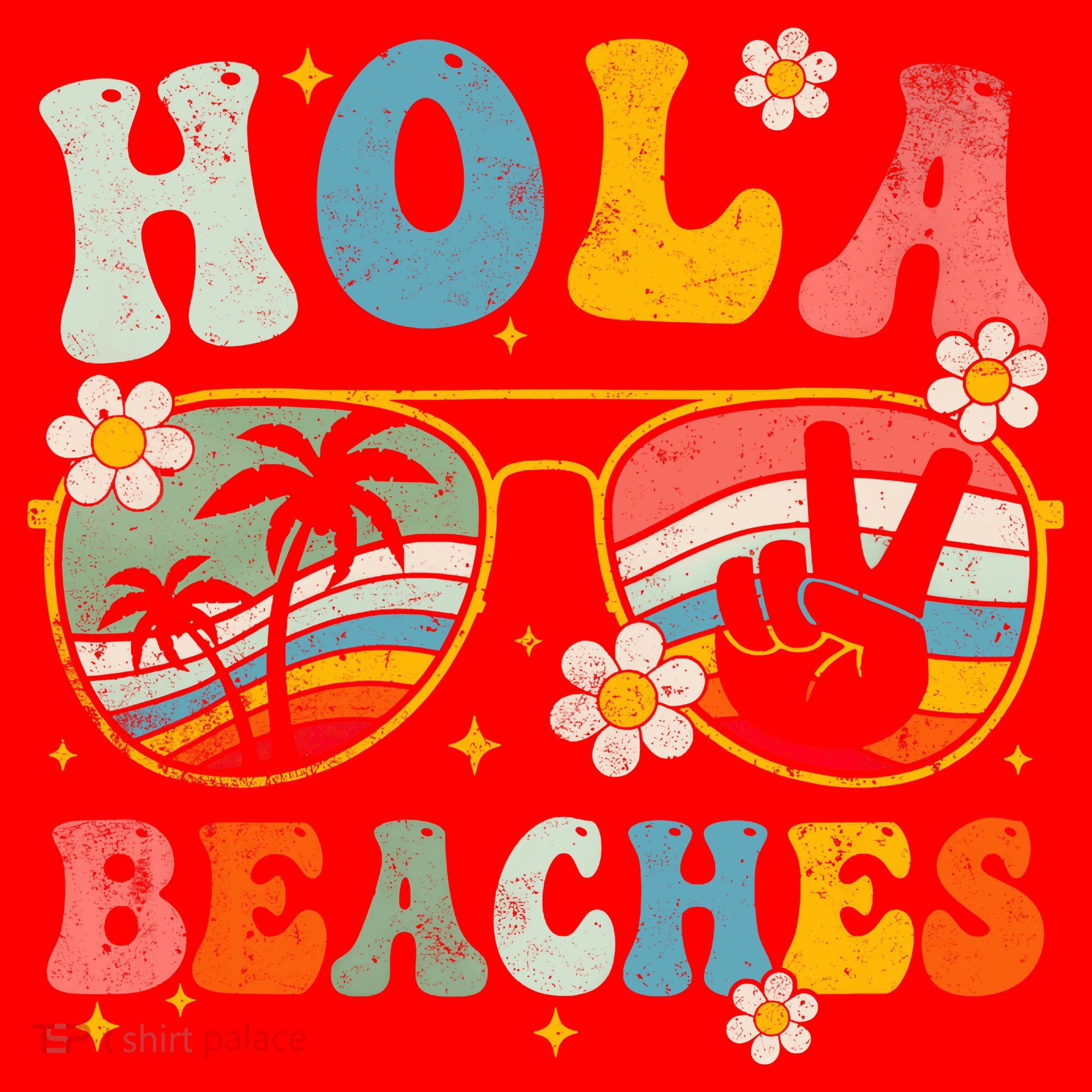 Hola Beaches Groovy Retro Funny Beach Vacation Summer Santa Hat