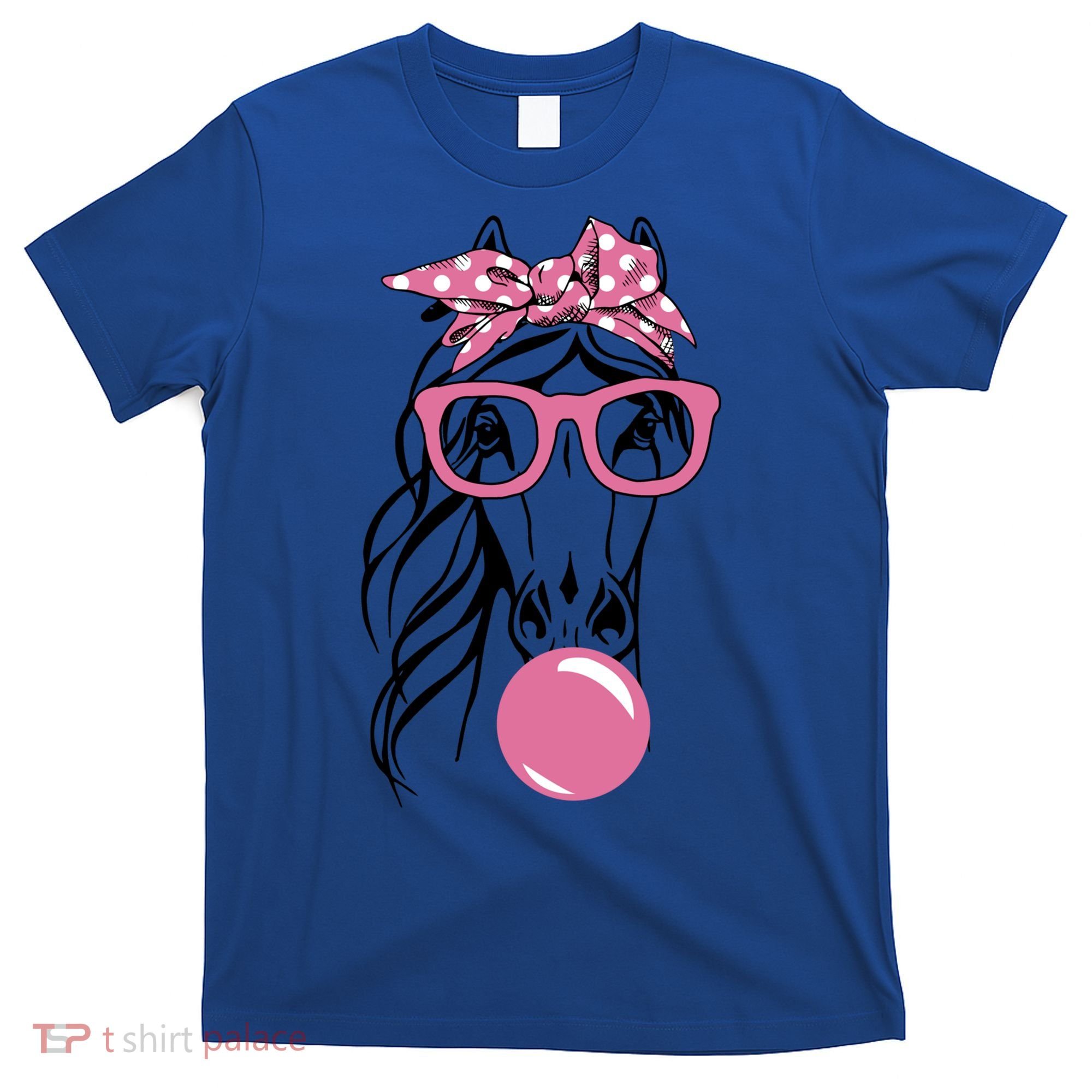 Horse Bandana Glasses Buble Gum For Horseback Riding Horse Cool Gift T-Shirt
