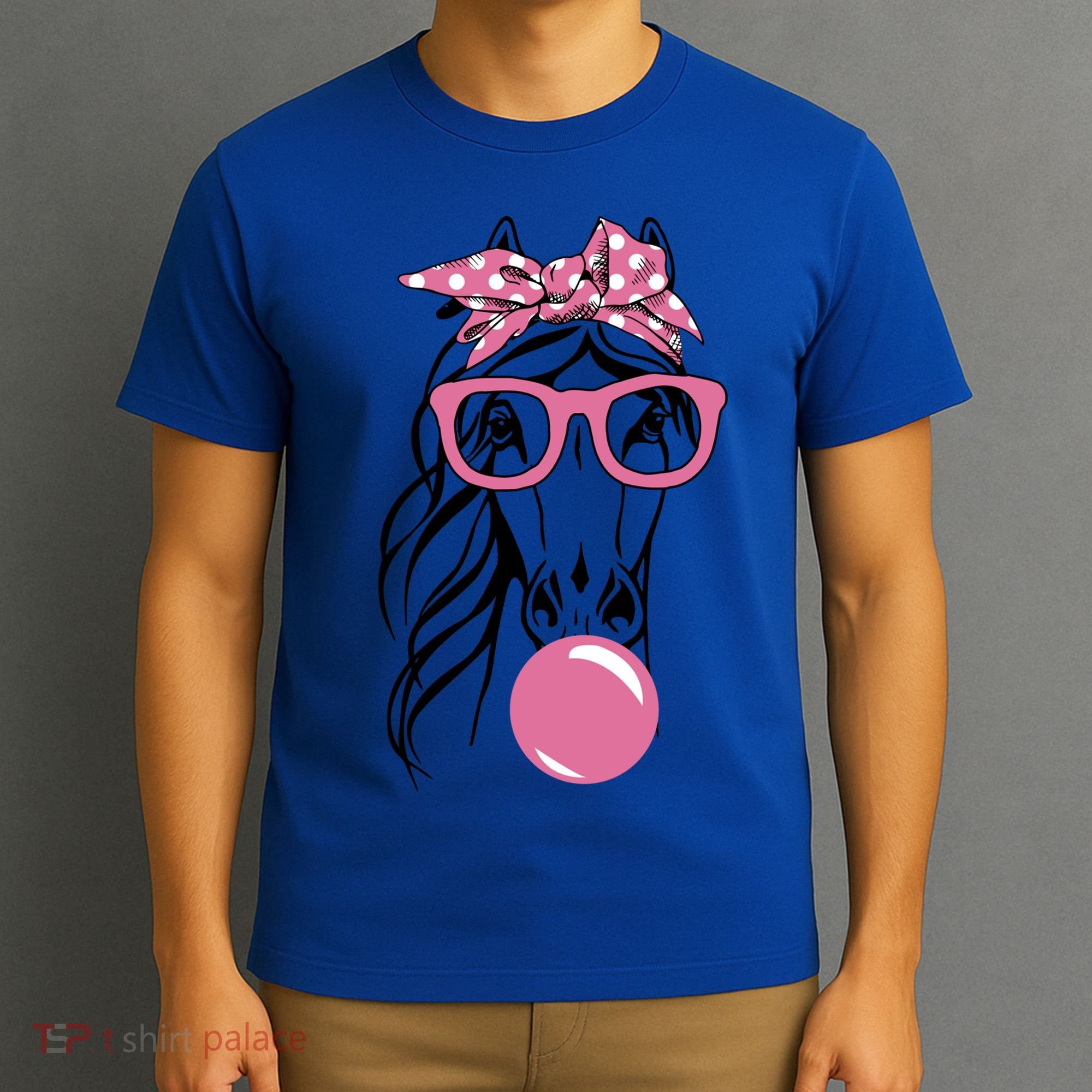 Horse Bandana Glasses Buble Gum For Horseback Riding Horse Cool Gift T-Shirt