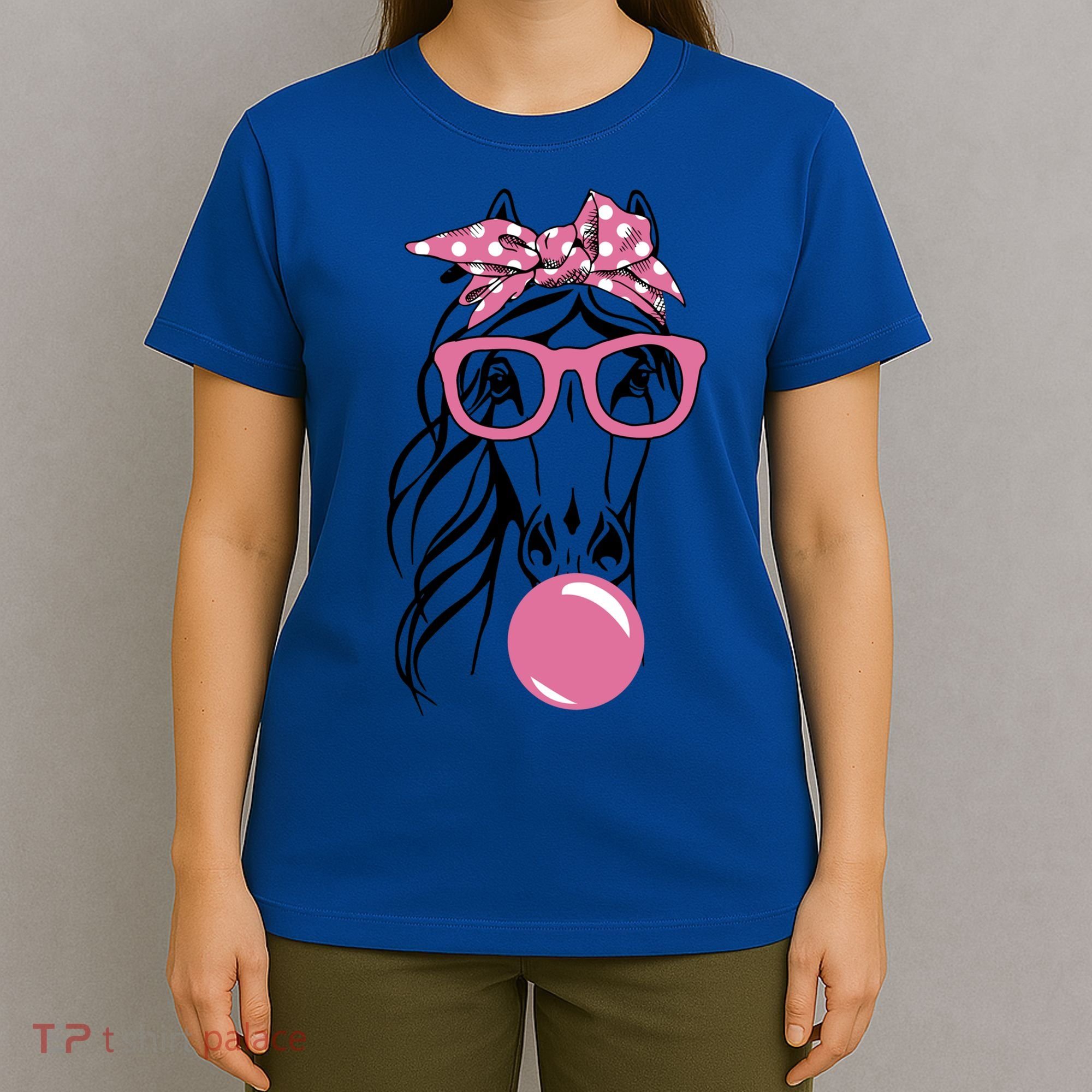 Horse Bandana Glasses Buble Gum For Horseback Riding Horse Cool Gift T-Shirt