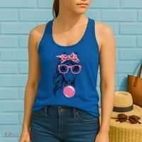 Horse Bandana Glasses Buble Gum For Horseback Riding Horse Cool Gift Women's Tank Top thumb 2
