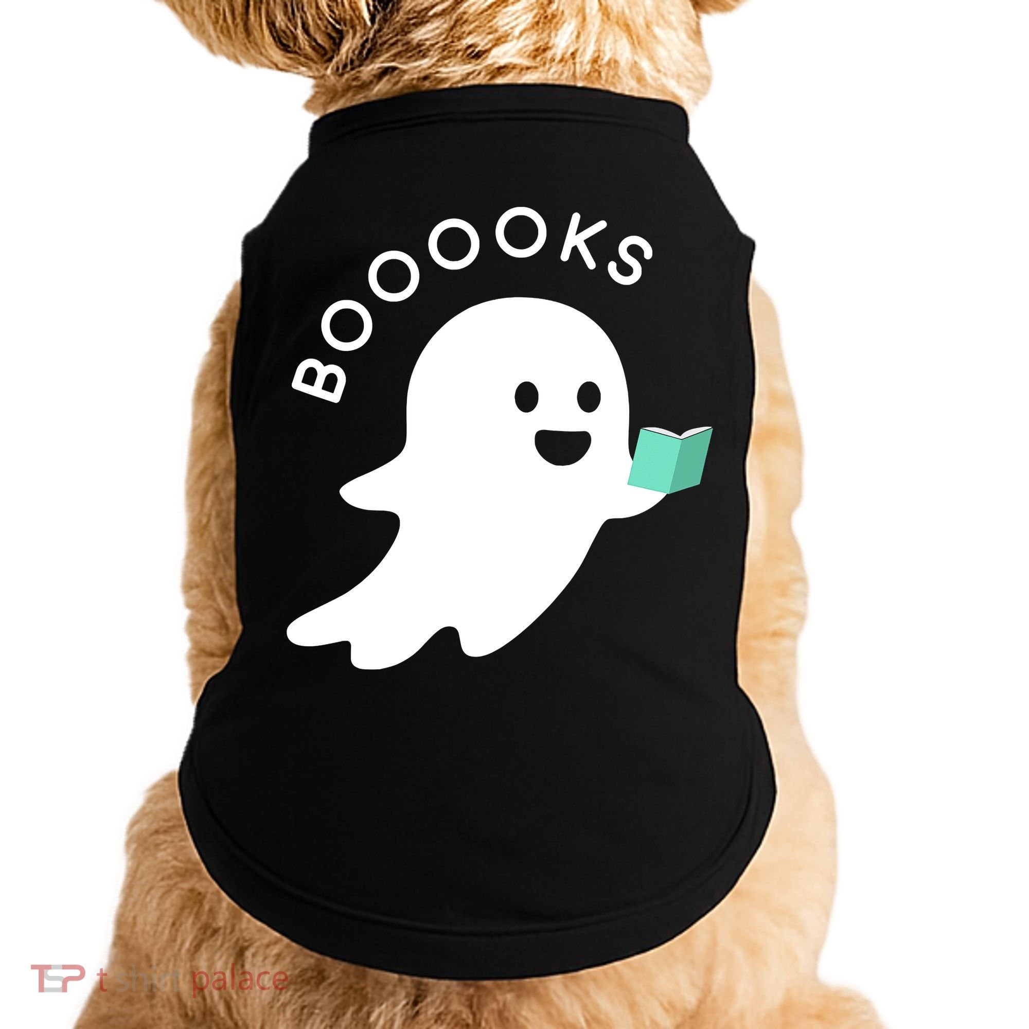 Halloween Booooks Ghost Reading Boo Read Books Library Doggie Tank