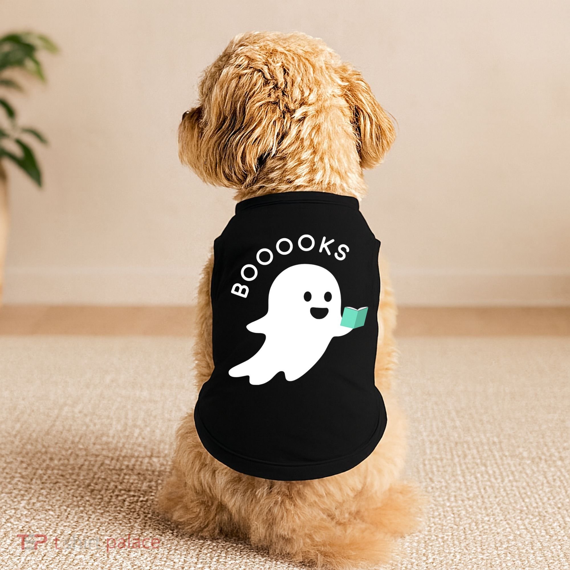 Halloween Booooks Ghost Reading Boo Read Books Library Doggie Tank