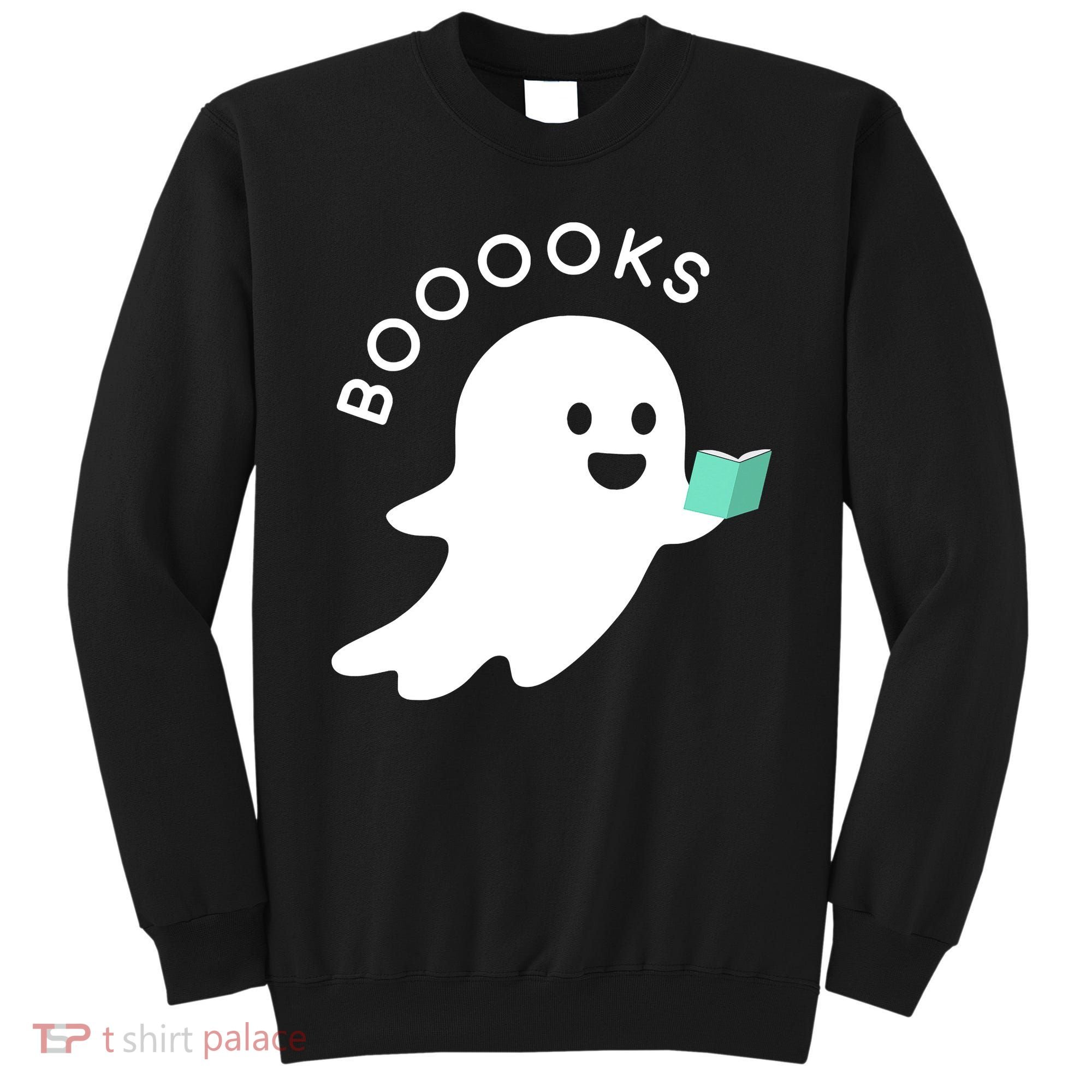 Halloween Booooks Ghost Reading Boo Read Books Library Sweatshirt