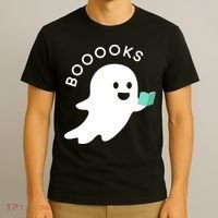 Halloween Booooks Ghost Reading Boo Read Books Library T-Shirt thumb 3
