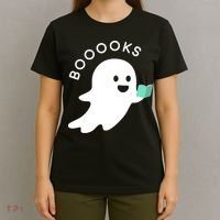 Halloween Booooks Ghost Reading Boo Read Books Library T-Shirt thumb 4