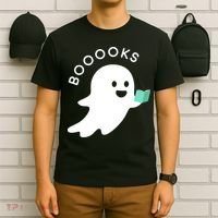 Halloween Booooks Ghost Reading Boo Read Books Library T-Shirt thumb 6