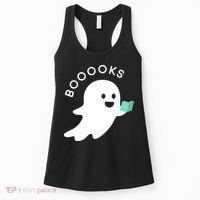 Halloween Booooks Ghost Reading Boo Read Books Library Women's Tank Top thumb 0