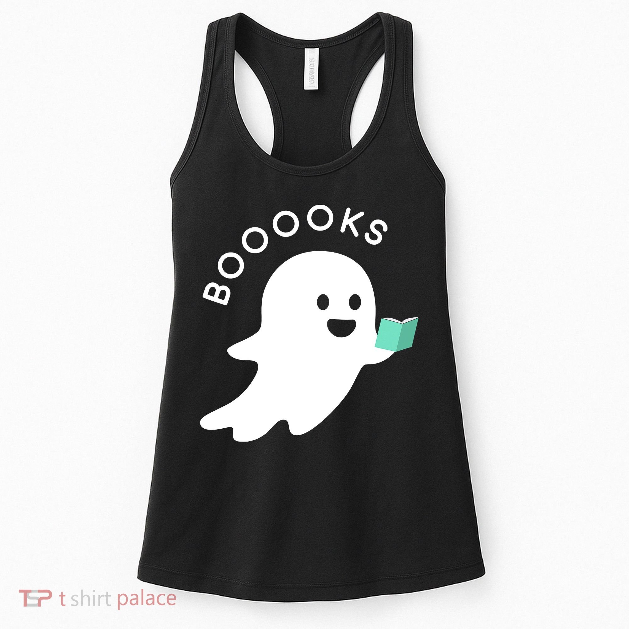 Halloween Booooks Ghost Reading Boo Read Books Library Women's Tank Top