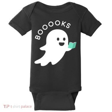 Halloween Booooks Ghost Reading Boo Read Books Library Baby Bodysuit